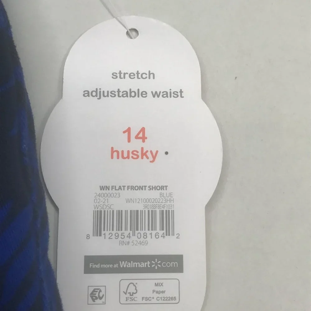 Wonder Nation Boy's Size 14 Husky Adjustable Waist Flat Front Short Blue New - Picture 4 of 13